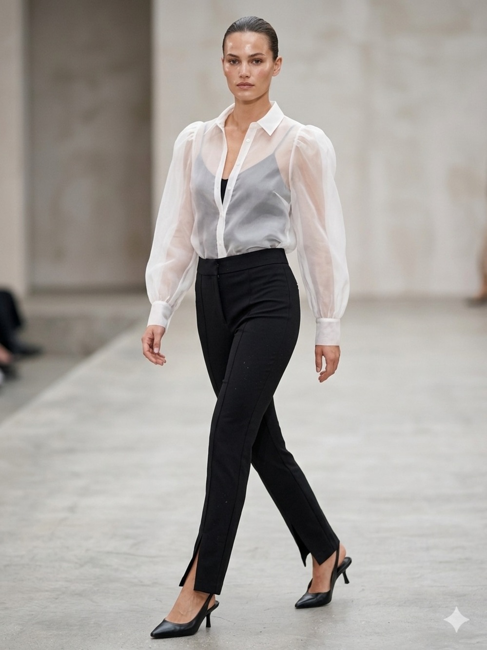 Zara Black Straight-Leg Ankle-Slit Trousers